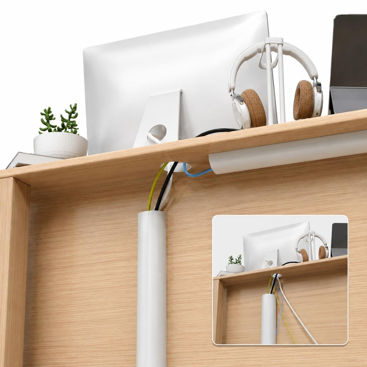 Vannesse cord hider cuttable length provides a customizable fit.