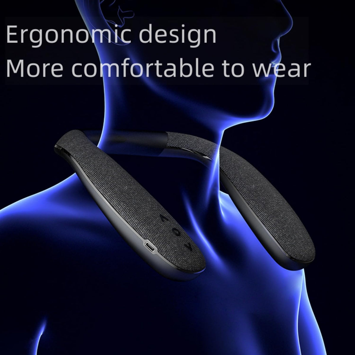 VANPEUSO folded compact neckband demonstrating portability and travel benefit