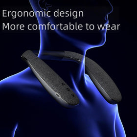 VANPEUSO folded compact neckband demonstrating portability and travel benefit