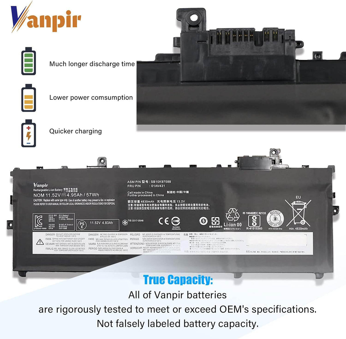 Vanpir 01AV431 label and connector area, verify compatibility before installation.