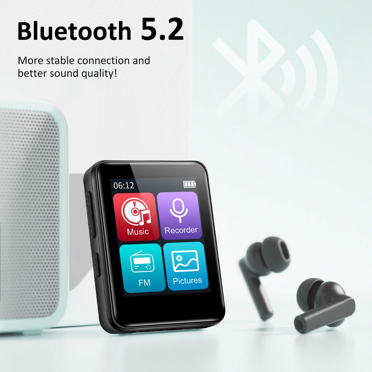 VANSING compact MP3 player front view highlighting its portable form