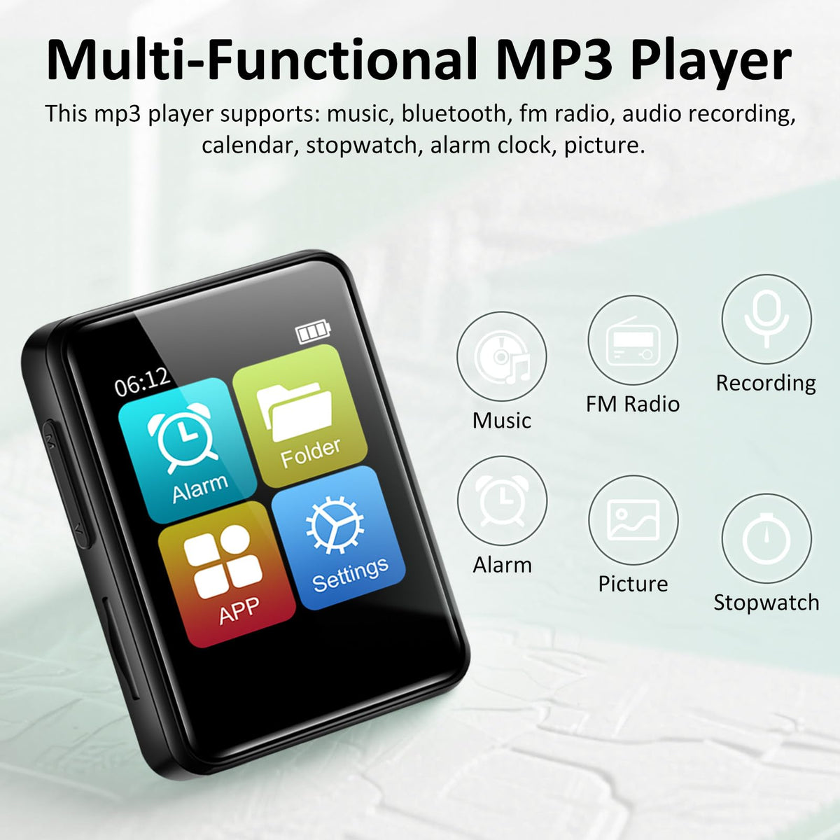 VANSING FM radio and voice recorder function for versatile listening