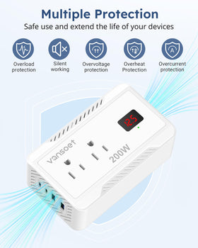 Vansoet 200W car inverter Tesla compatibility with standard 12V systems