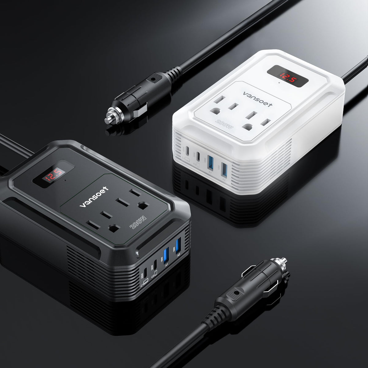 Vansoet USB-C PD ports close-up for fast charging multiple devices