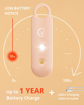 Vantamo attached to backpack in urban setting for on-the-go safety
