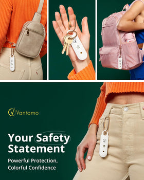 Vantamo close-up of dual speakers and strobe light for loud, visible alerts