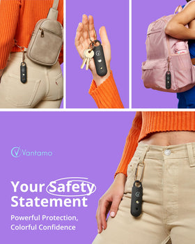 Vantamo alarm with dual speakers delivers high-volume alert to deter threats.