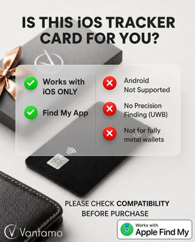 Vantamo passport and wallet tracker slim card securing travel documents.