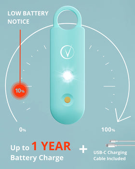 Vantamo alarm held in hand for size comparison showing easy portability