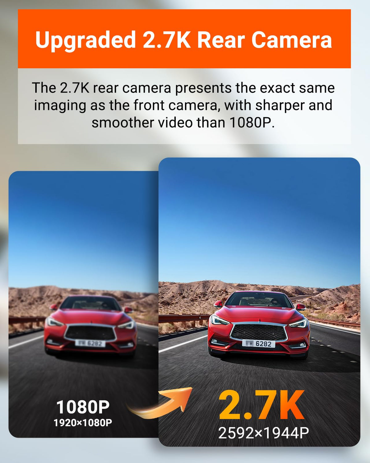Vantrue E2 Starvis front 160° view for clearer daytime footage