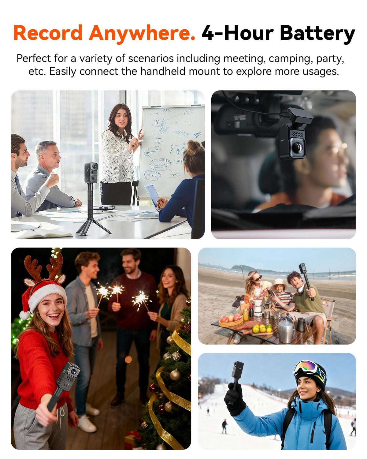 Vantrue E360 ACE selfie stick enables on-the-go shooting.
