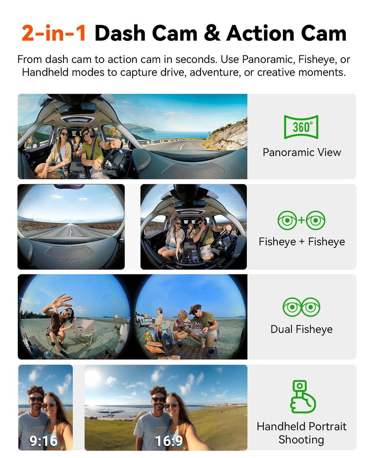 Vantrue E360 ACE windshield mount ensures secure, quick setup.