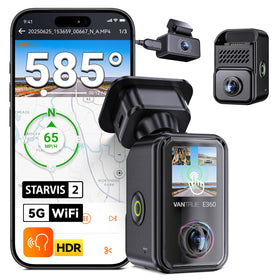 Vantrue E360 Plus front fisheye view captures wide road action for safer driving.