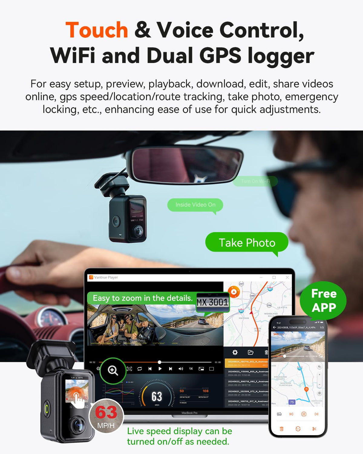 Vantrue E360 Plus parking monitor stays vigilant with 24/7 detection.