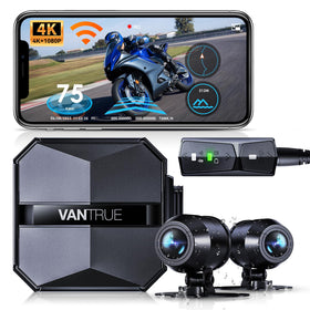 Vantrue F1 front camera in 4K captures sharp road details for safer daytime and nighttime riding.
