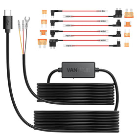 VANTRUE hardwire kit front packaging showing included cable and connectors benefits reliable power