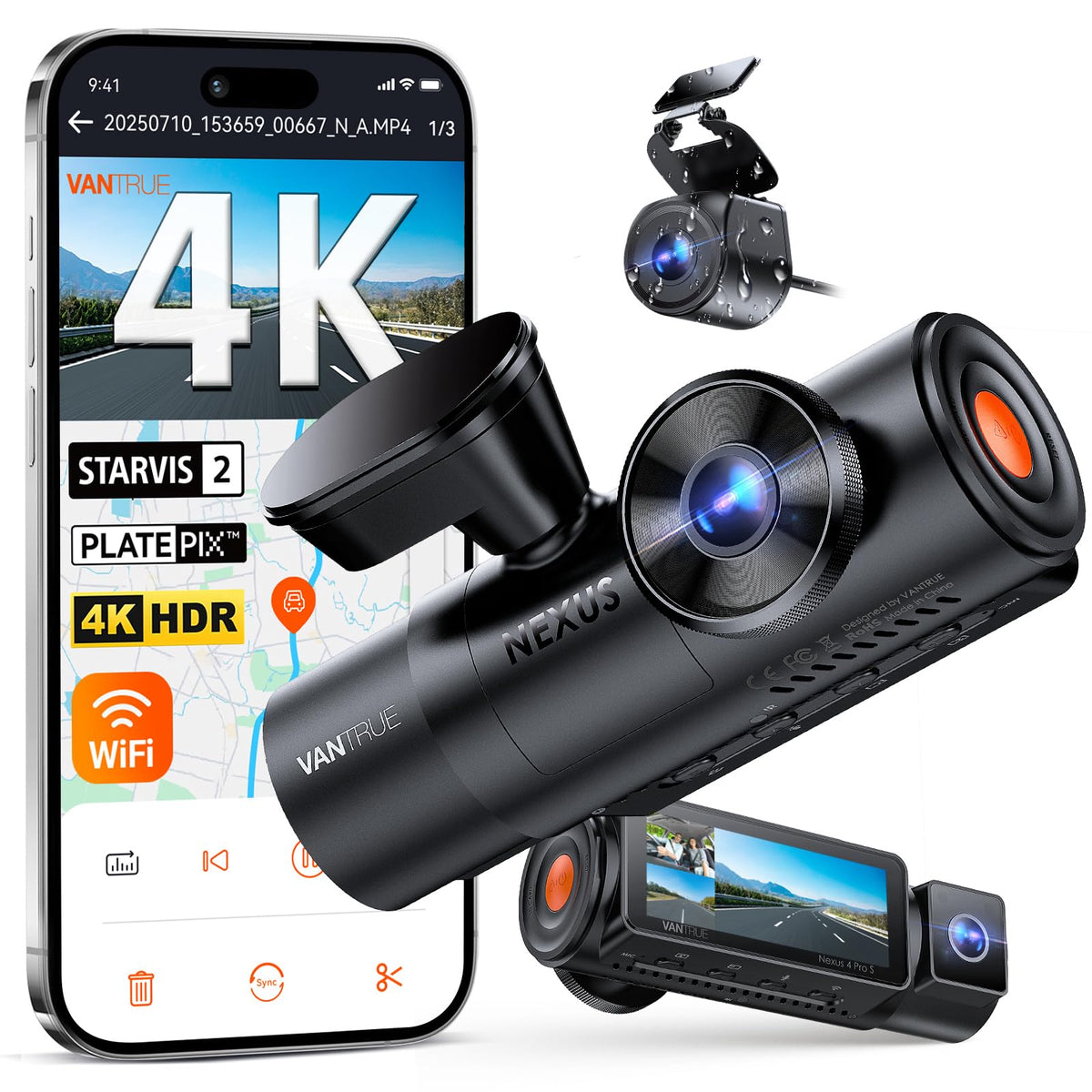 Vantrue N4 Pro S front 4K camera captures sharp road details for evidence