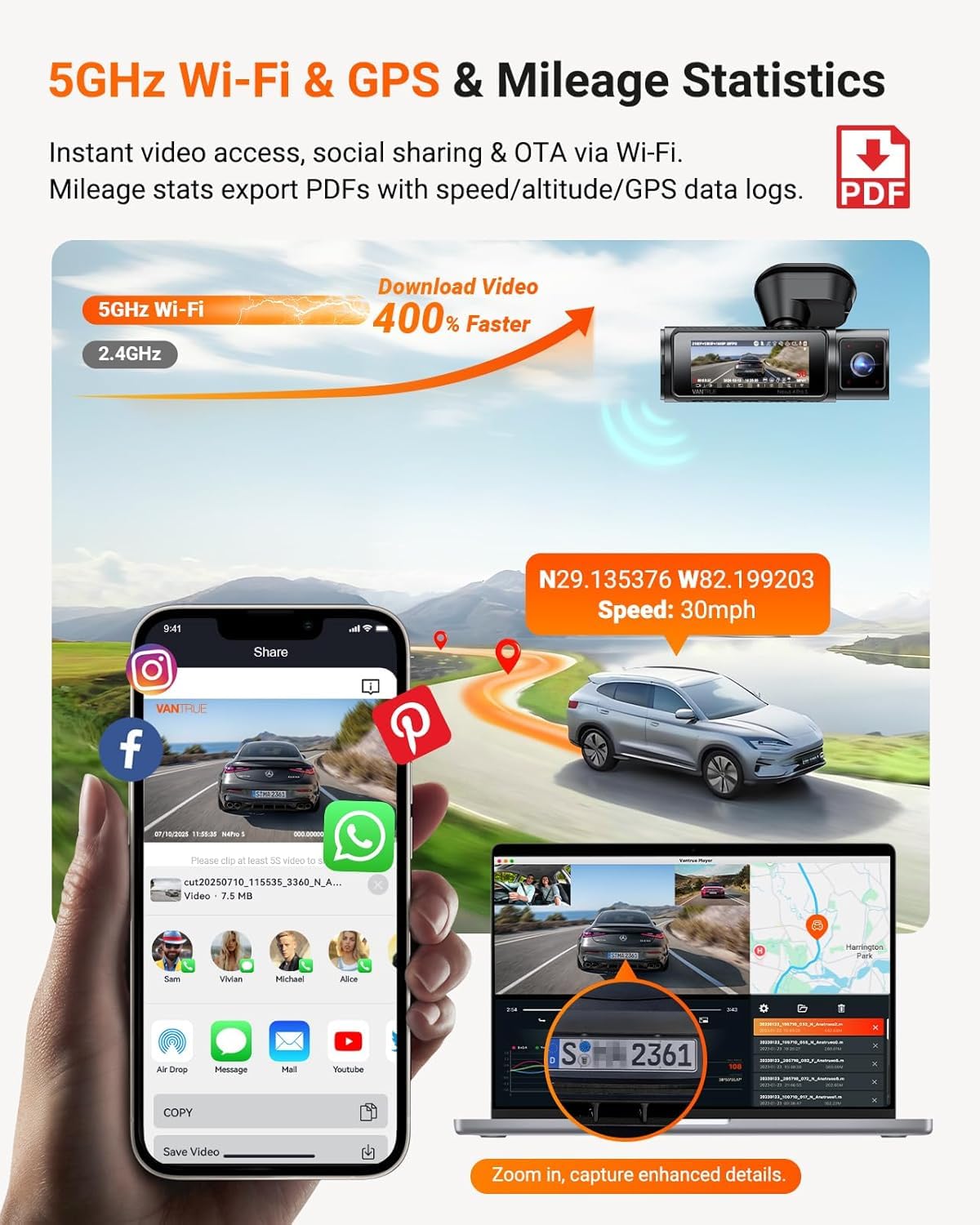 Vantrue N4 Pro S GPS tagging for precise event location