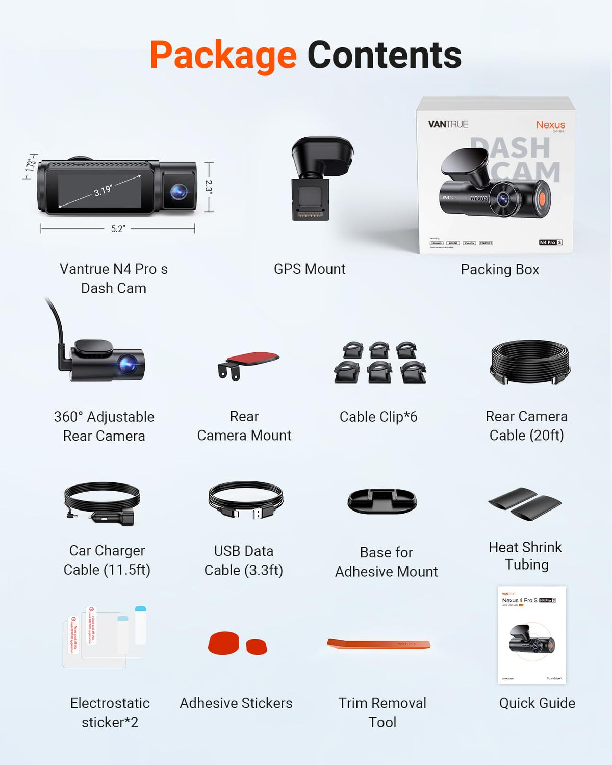 Vantrue N4 Pro S compatible memory cards ensure reliable, high-quality footage.