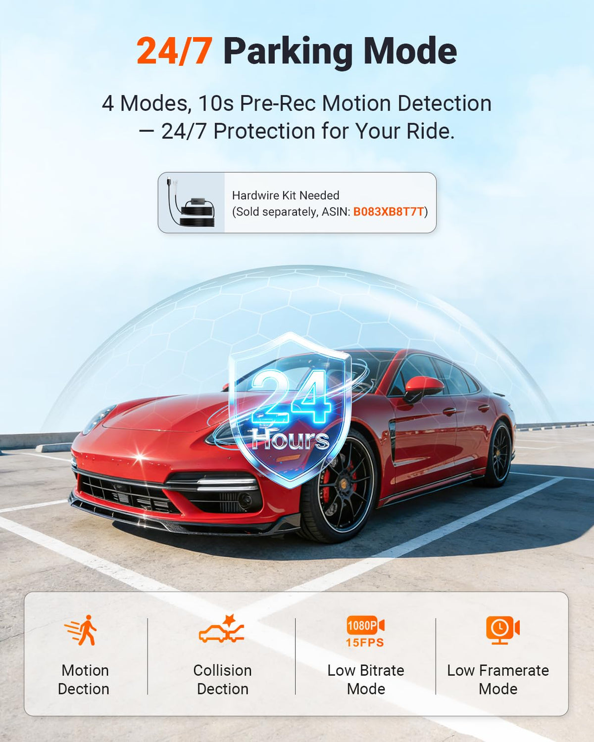 Vantrue N4S parking mode provides continuous protection when parked.