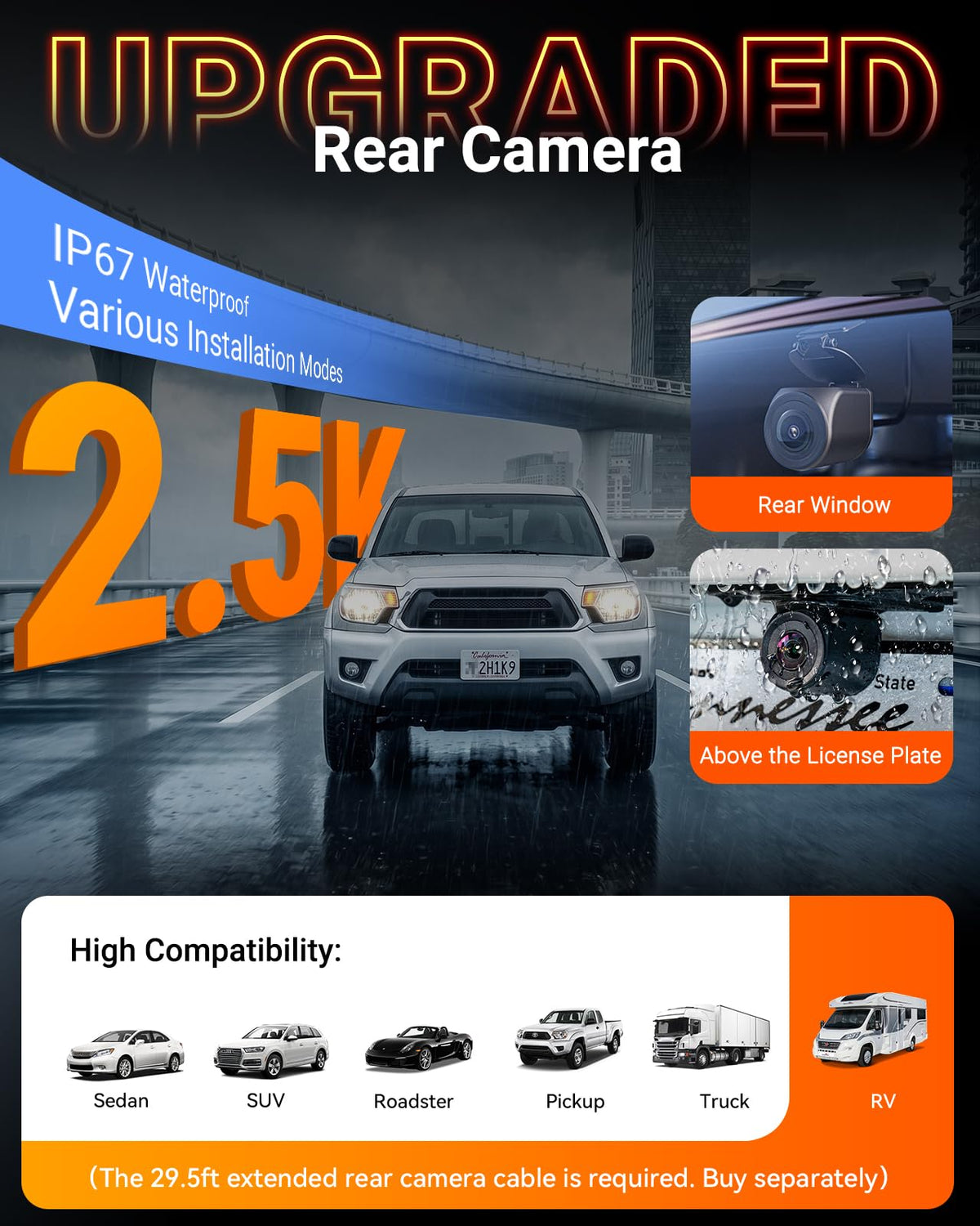 Vantrue N4S PlatePix feature enhances license plate capture at night.