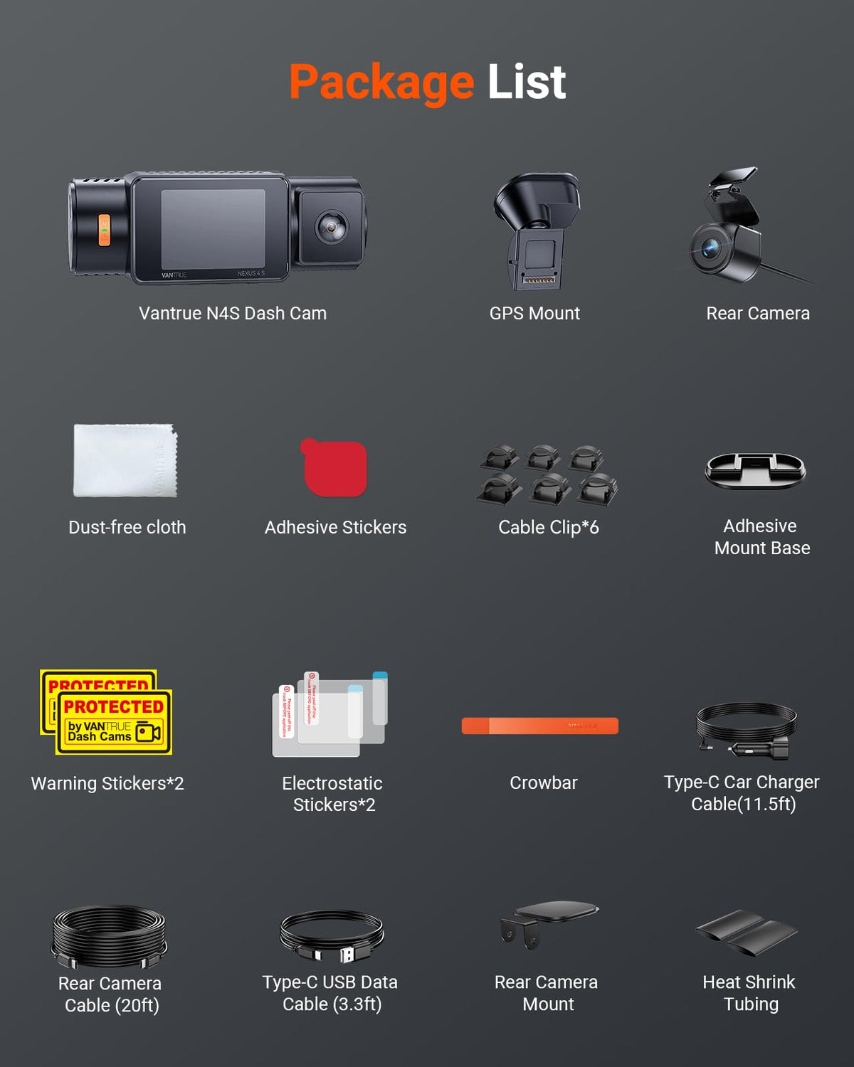 Vantrue N4S voice control enables hands-free dash cam operation for safer driving.