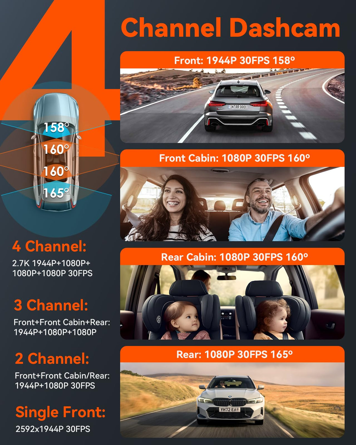 Vantrue N5 front cabin camera captures interior clarity for driver safety.
