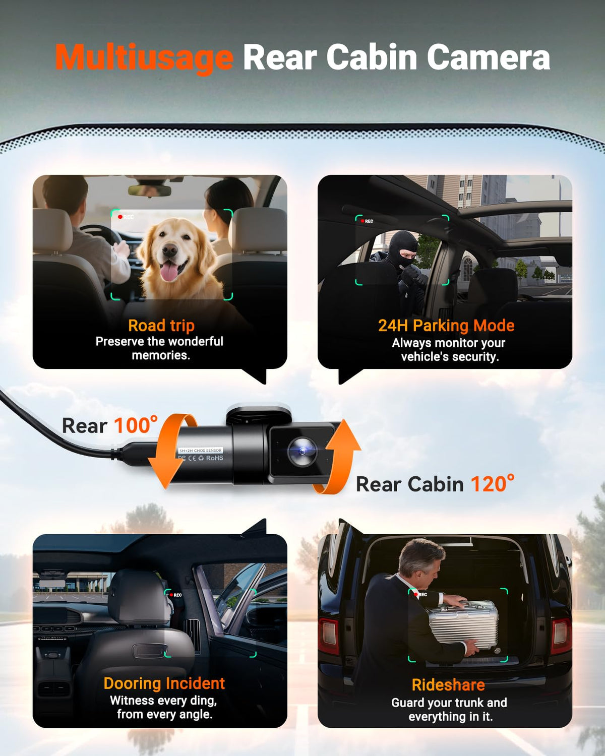 Vantrue N5S app interface with WiFi and GPS for quick control.