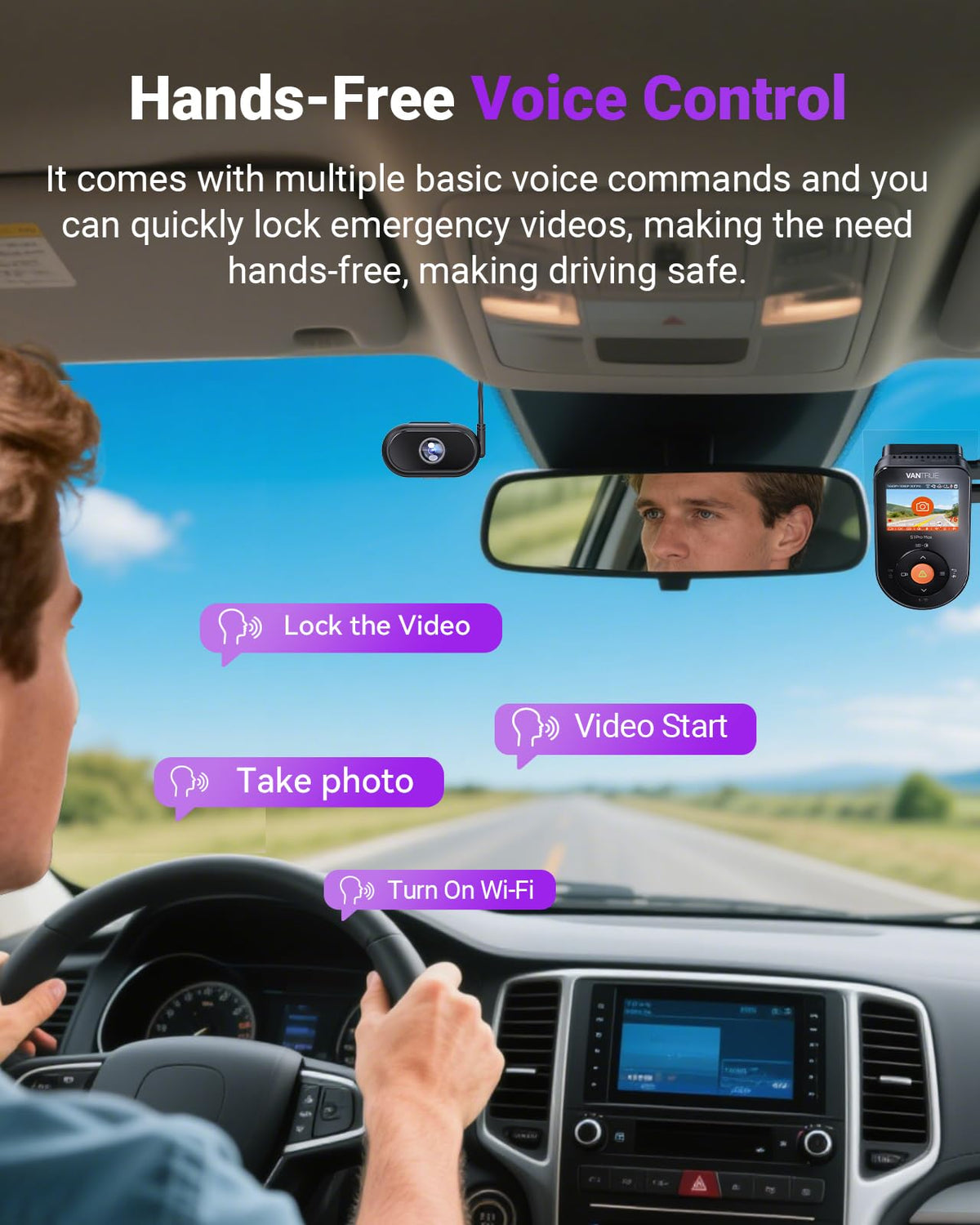 Vantrue S1 Pro 5GHz WiFi and GPS enable instant footage sharing.