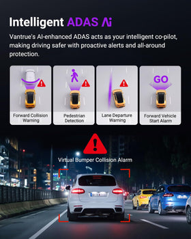 Vantrue S1 Pro with ADAS alerts to assist safe driving