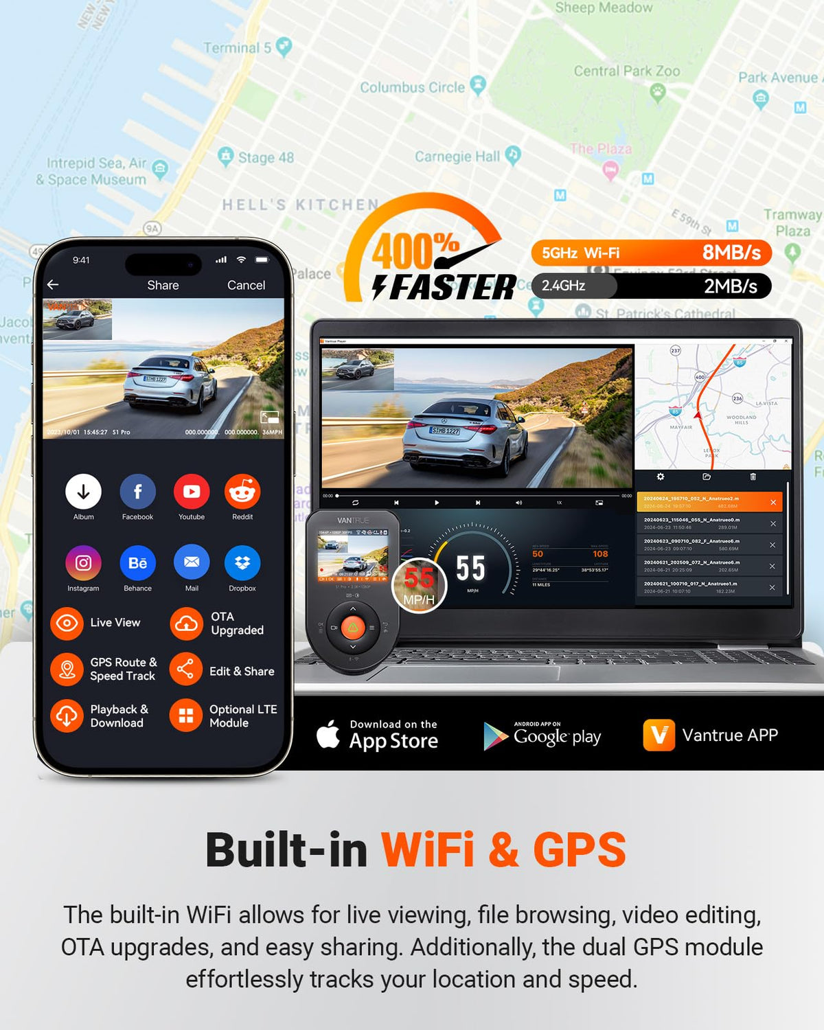 Vantrue S1 Pro ADAS and BSD alerts support safer lane changes