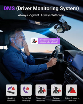 Vantrue S1 Pro inside view records the cabin for driver behavior context.