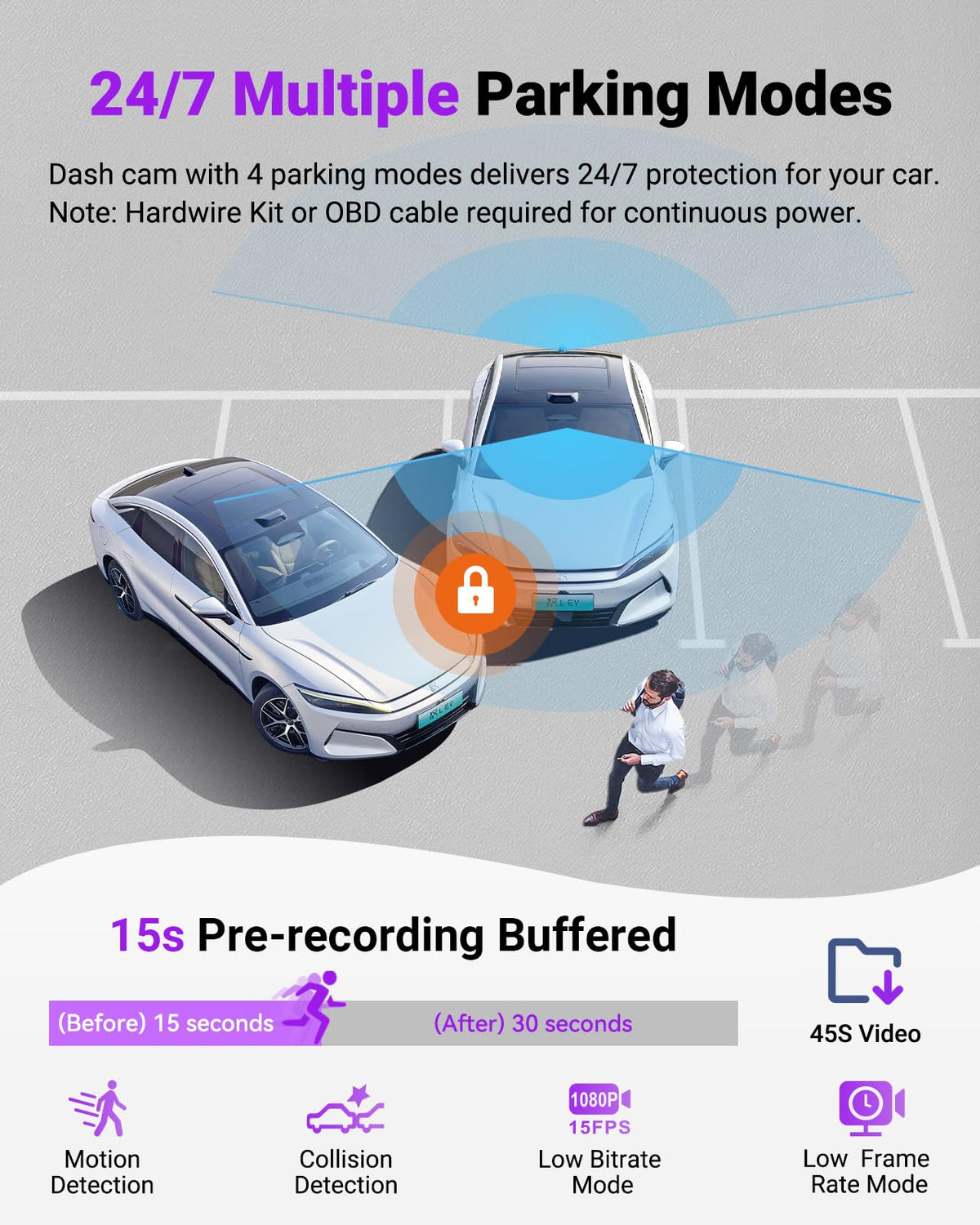 Vantrue S1 Pro Max 15s buffered recording captures pre-event footage