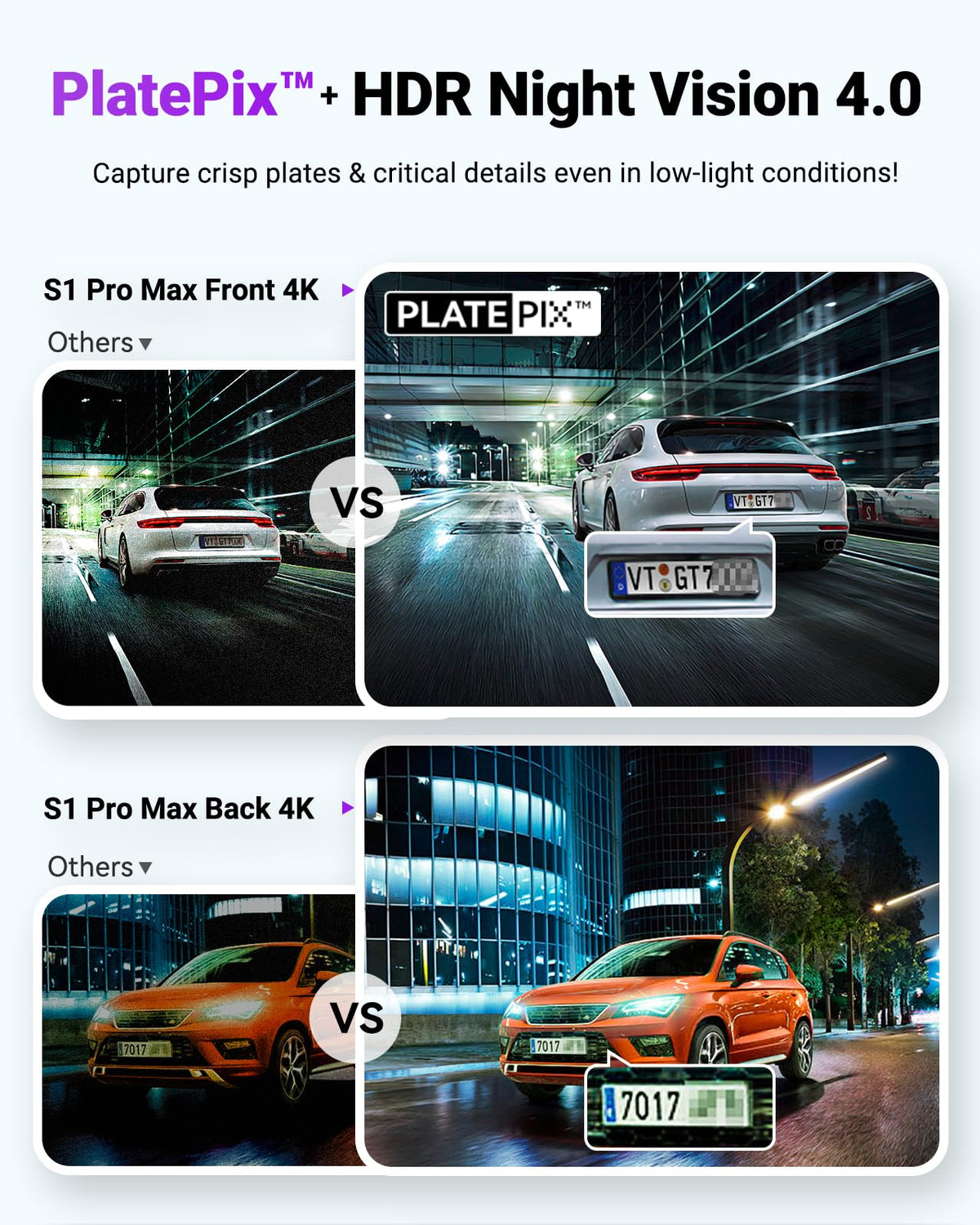 Vantrue S1 Pro Max Dual STARVIS 2 night vision improves low-light footage