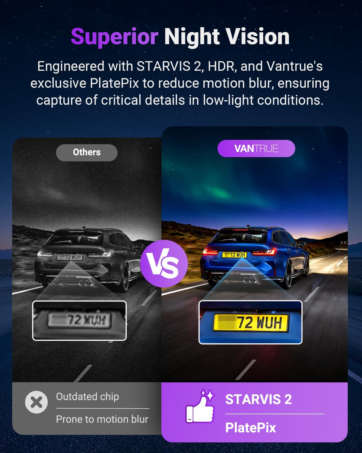 Vantrue S1 Pro parking mode monitors the vehicle around the clock.
