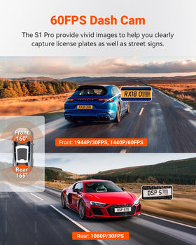Vantrue S1 Pro rear camera records traffic behind for incident evidence