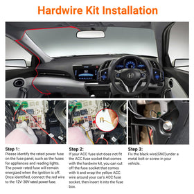 VANTRUE wiring harness ground connection highlighting solid chassis ground for stable power benefit