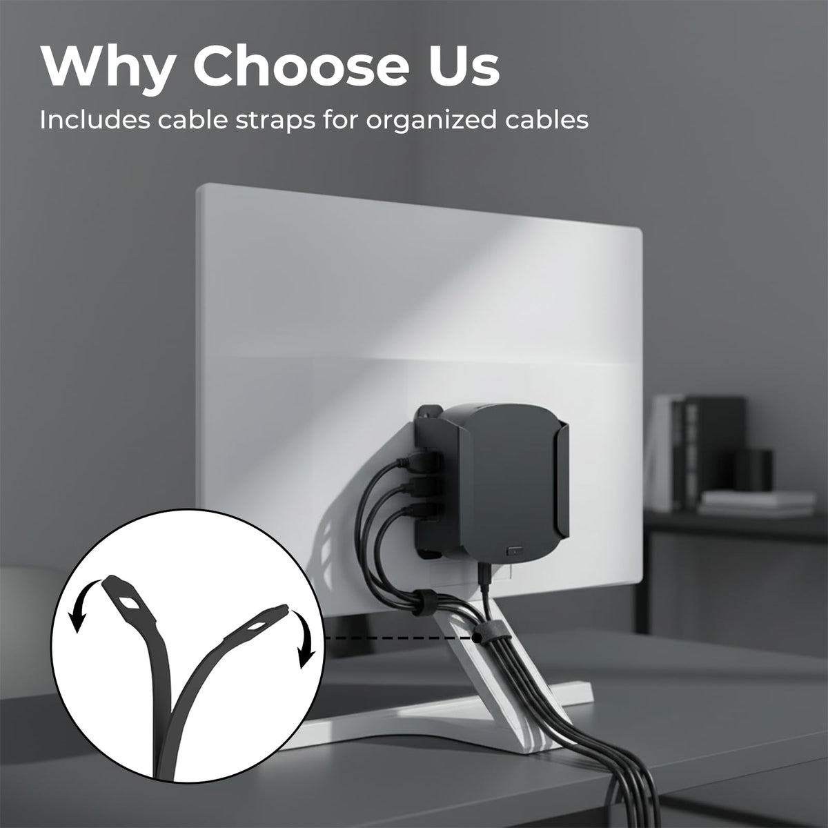 Varghesyla cable-ties-included helps organize cables neatly and safely.