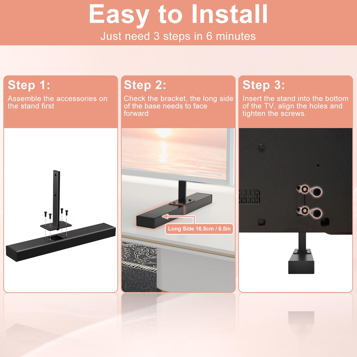 Varghesyla screw hole alignment detail showing precise fit for XBR-55X900E and XBR-65X900E