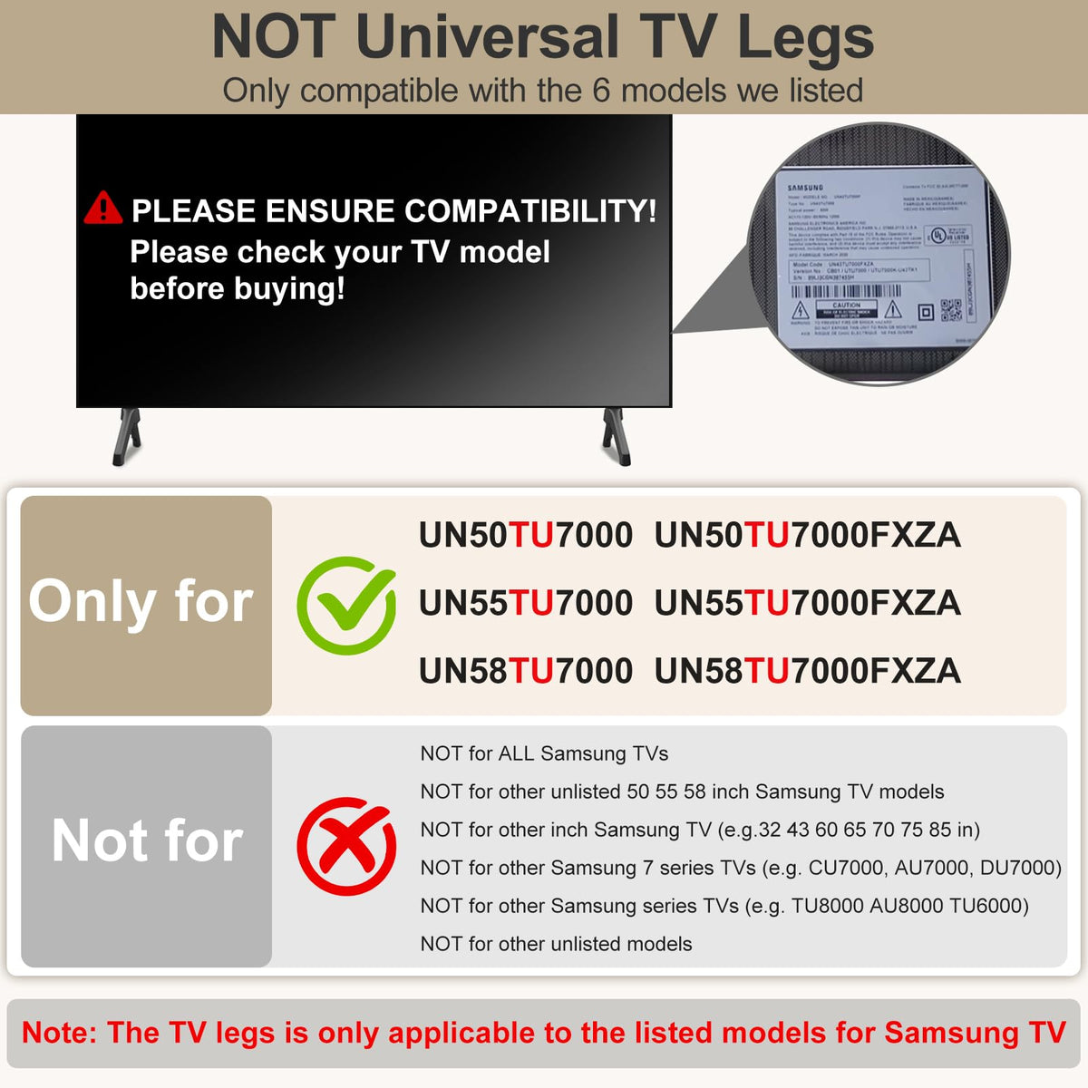 Varghesyla TV stand offers quick, screw-free installation for TU7000