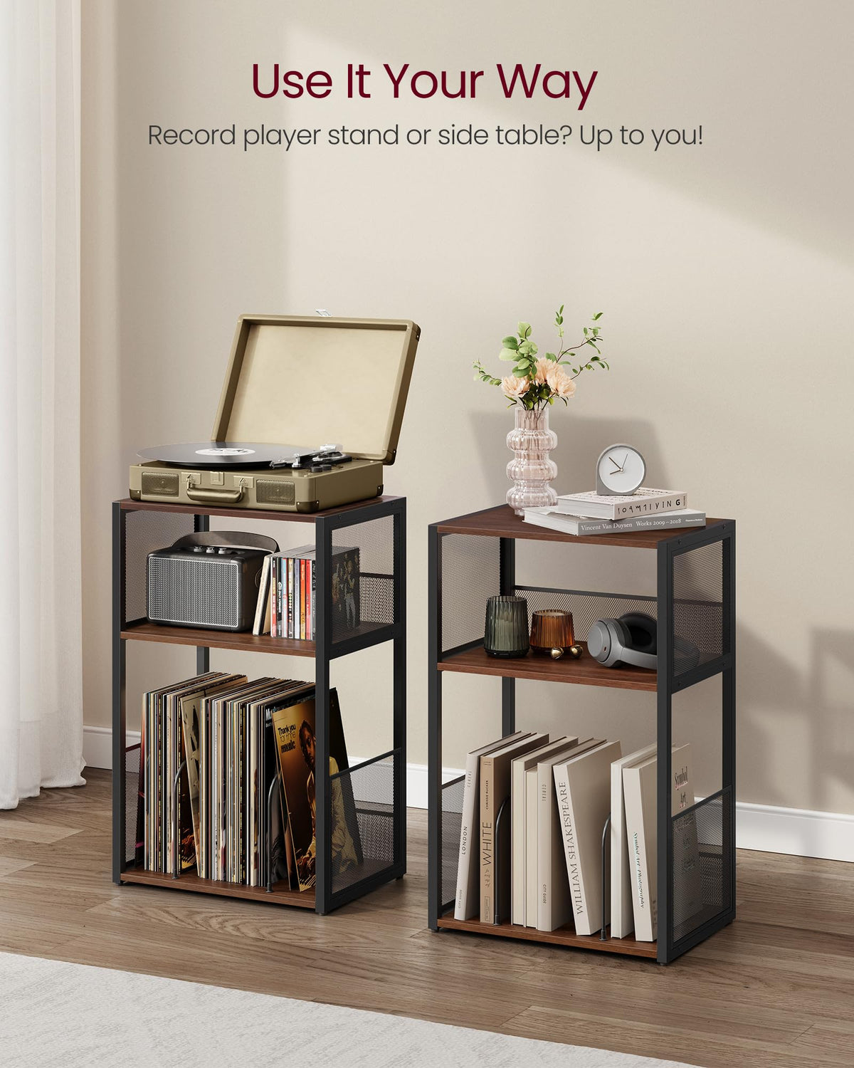VASAGLE lifestyle bedroom scene showing multifunction use benefit: stylish room organization