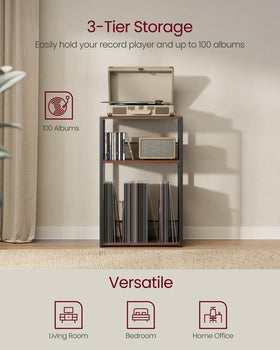 VASAGLE shelf detail with mesh backing and divider benefit: keeps records upright and safe