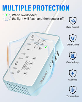 VASAIKO charging a phone and tablet via USB ports for simultaneous power