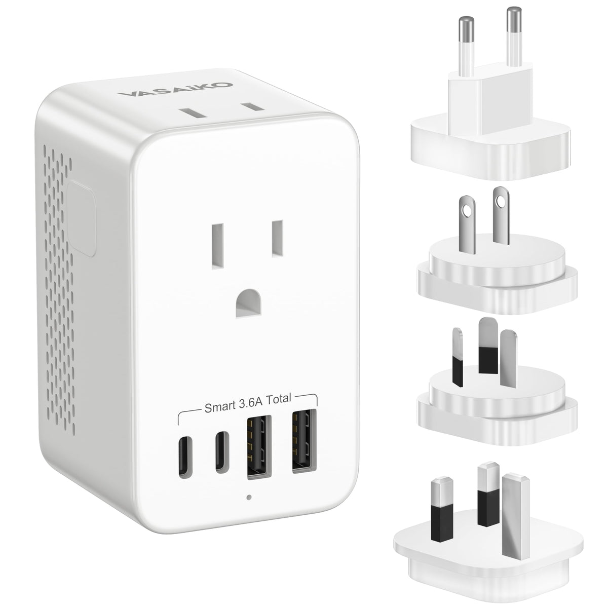 VASAIKO voltage converter front view showing compact travel design