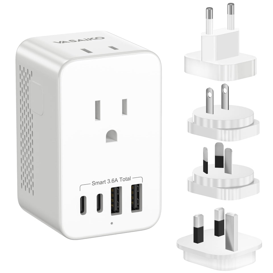 VASAIKO voltage converter front view showing compact travel design