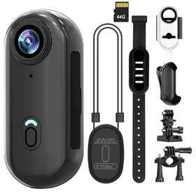 Vauvinmaic mini camera with magnetic clip for hands-free action capture.