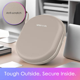 VAWVVA AirPods Max taupe case highlights 5000mAh power reserve.