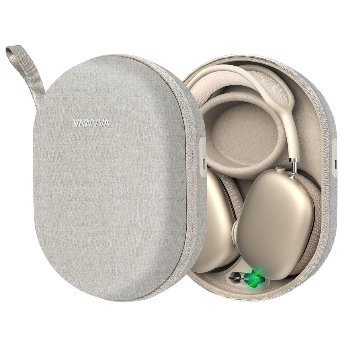 VAWVVA charging case for AirPods Max with front view and travel-ready protection.