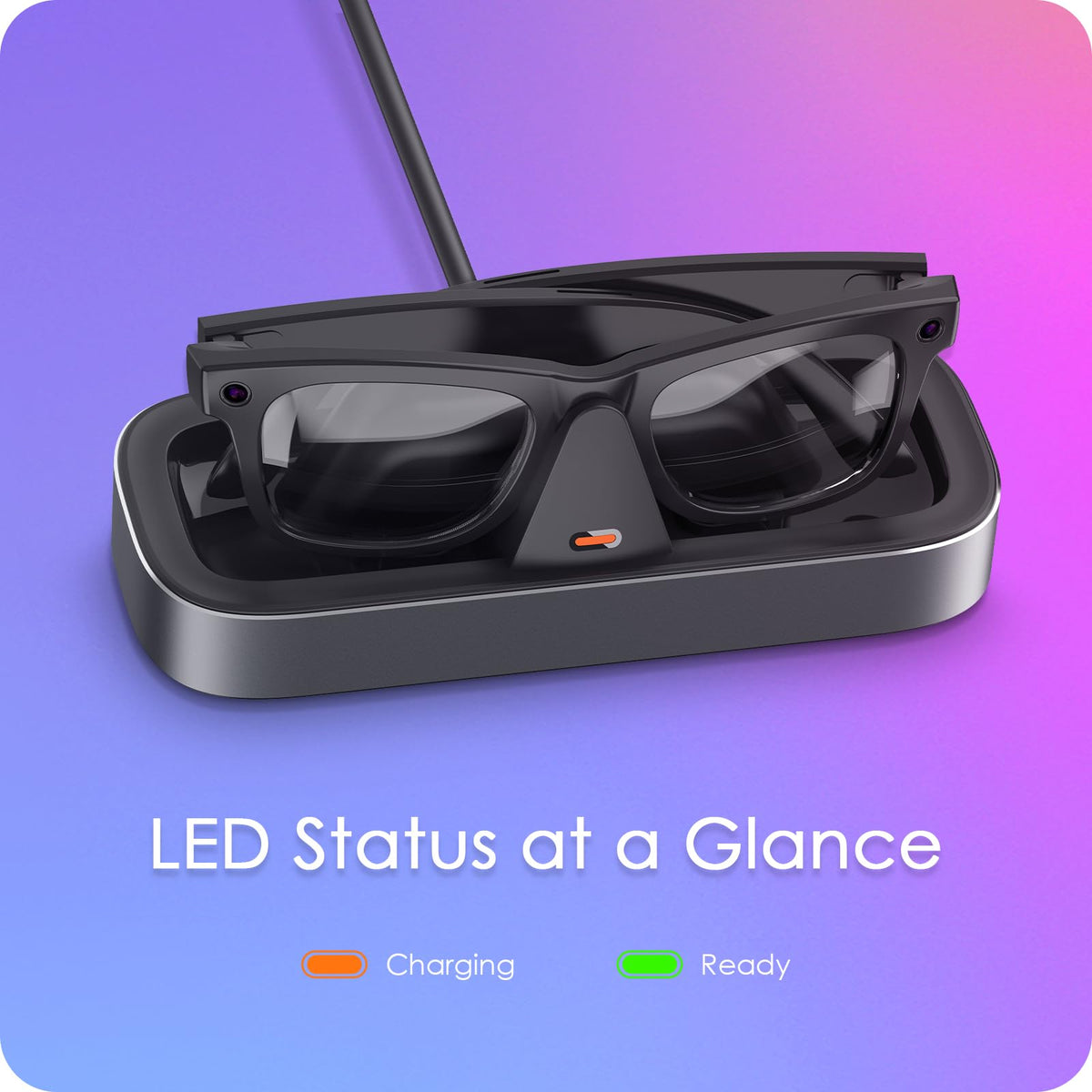 VAWVVA glasses docked with spring grips holding Meta Wayfarer securely for easy one-hand use