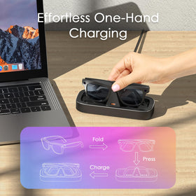 VAWVVA dock with Meta Ray-Ban glasses in use demonstrating effortless placement and charging